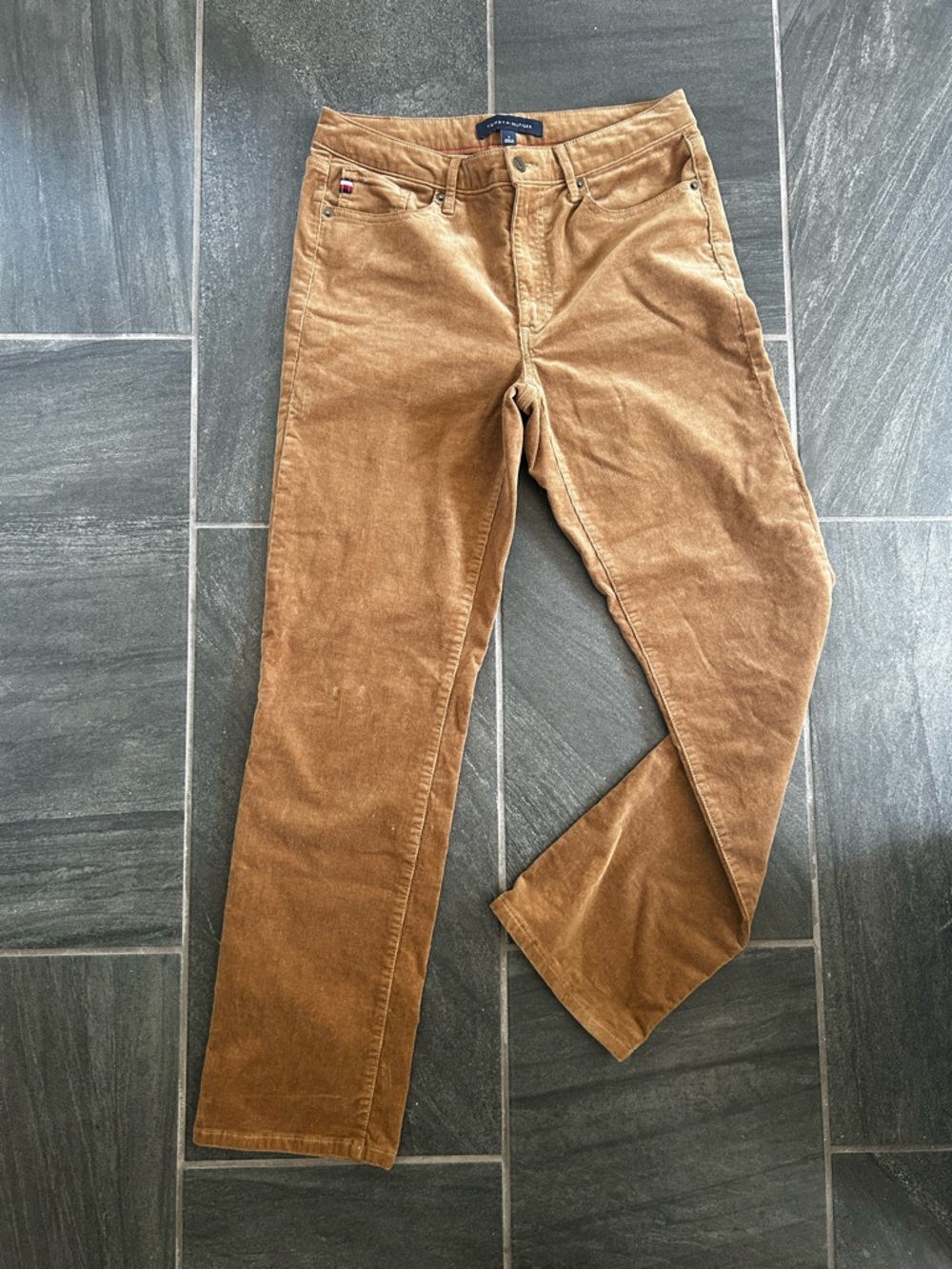 Tommy Hilfiger Straight Leg Corduroy Pants in Warm Brown